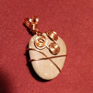 Artisan Copper Wire Wrapped Brown Jasper Stone Necklace
